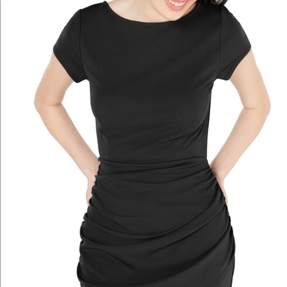 Planet Gold Black Ruched Side Dress
